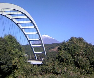 逢来橋からの富士山の写真