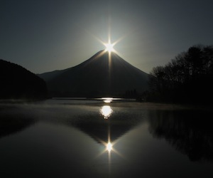 田貫湖からの富士山、ダブルダイヤモンドの写真